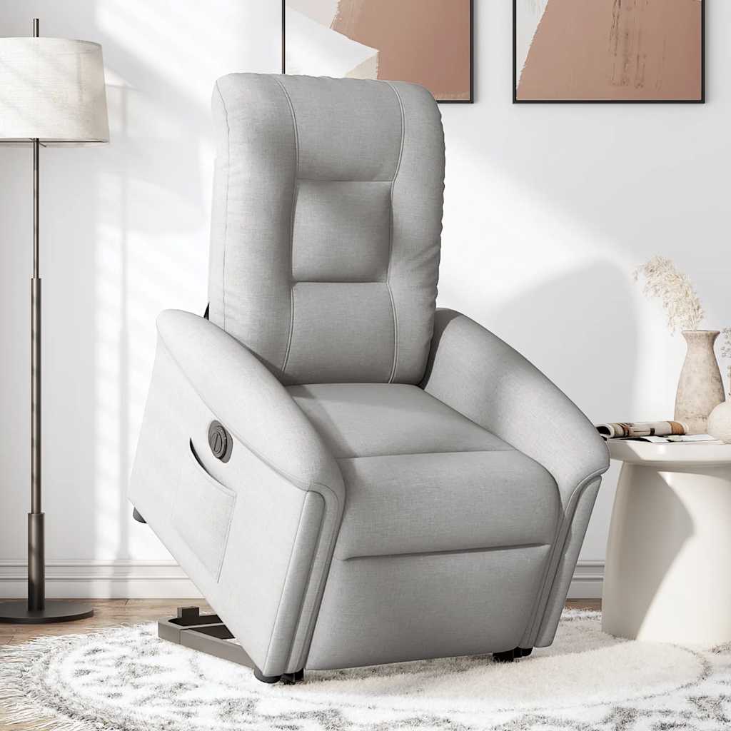 Fotoliu reclinabil electric, tesatura gri nor — imaginea 3