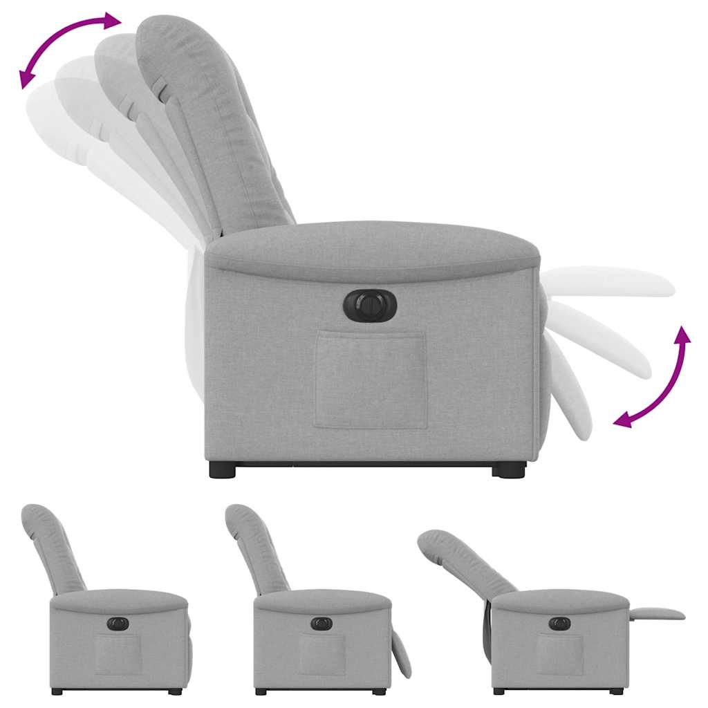 Fotoliu reclinabil electric, tesatura gri nor — imaginea 8