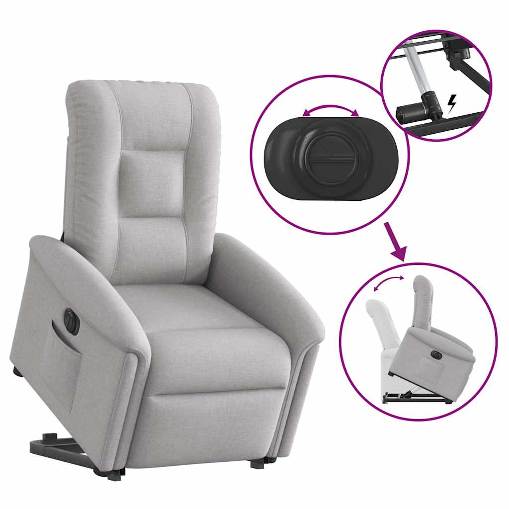 Fotoliu reclinabil electric, tesatura gri nor — imaginea 9