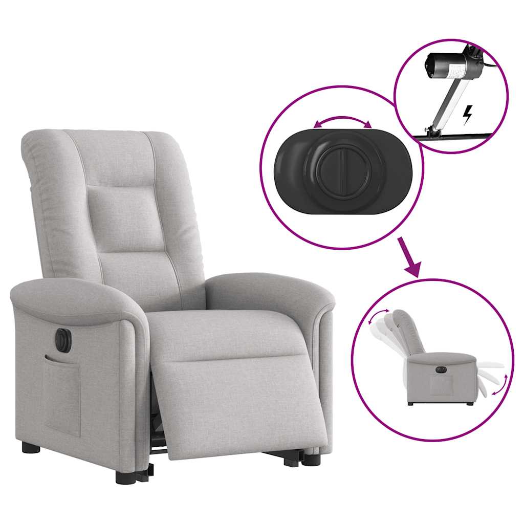 Fotoliu reclinabil electric, tesatura gri nor — imaginea 10