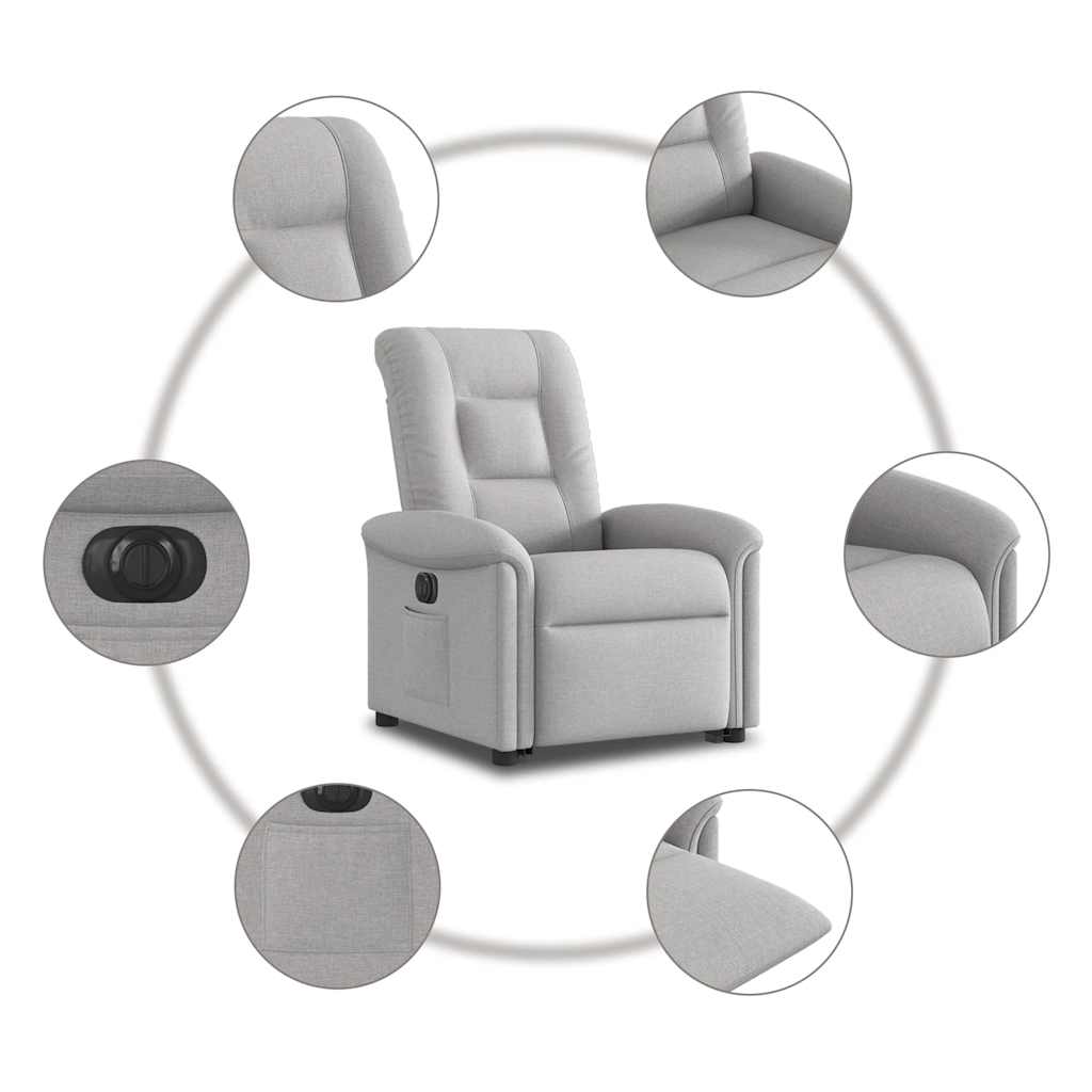 Fotoliu reclinabil electric, tesatura gri nor — imaginea 11