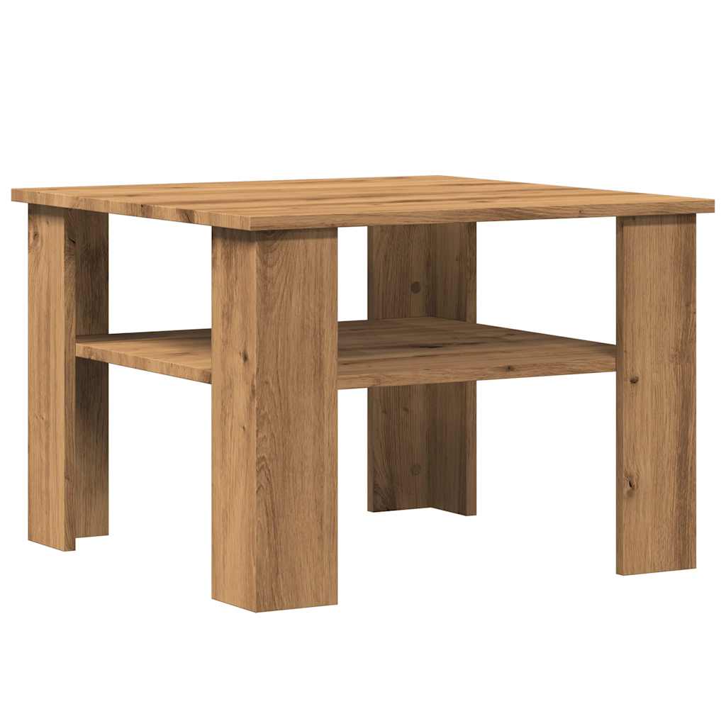 Masuta de cafea, stejar artizanal, 60x60x42 cm, lemn prelucrat