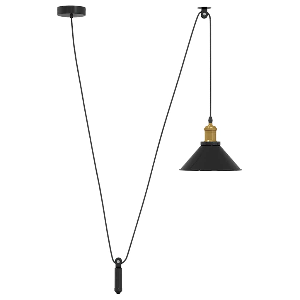 Lampa suspendata reglabila pe inaltime E27 negru lucios metal