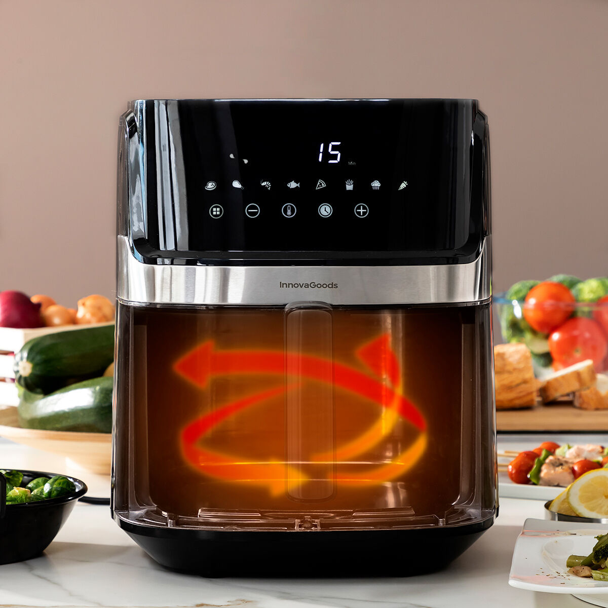 Friteuza cu Aer InnovaGoods Fryinn Pro 5500 Negru 1700 W 5,5 L Otel inoxidabil