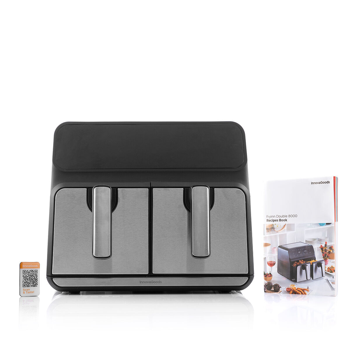 Friteuza cu Aer InnovaGoods Fryinn Double 8000 Negru 3400 W 8 L Otel inoxidabil - 2 | YEO