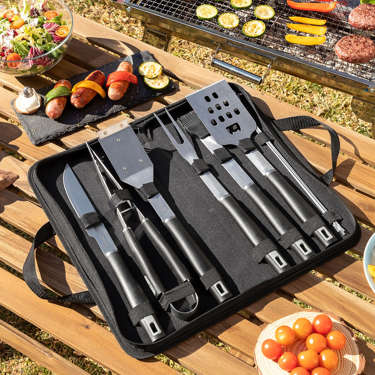 Kit de ustensile pentru gratar cu husa geanta BBSet InnovaGoods 12 Piese
