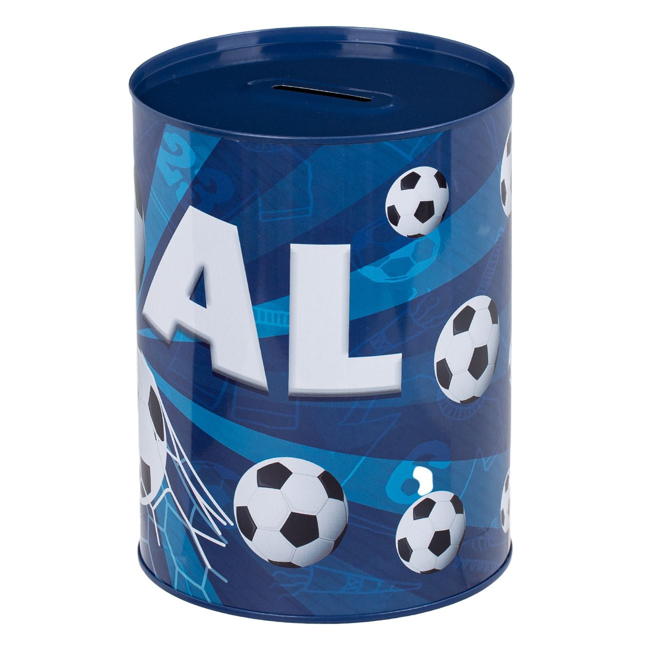 Pusculita metalica fotbal, albastru, 12 x 16cm