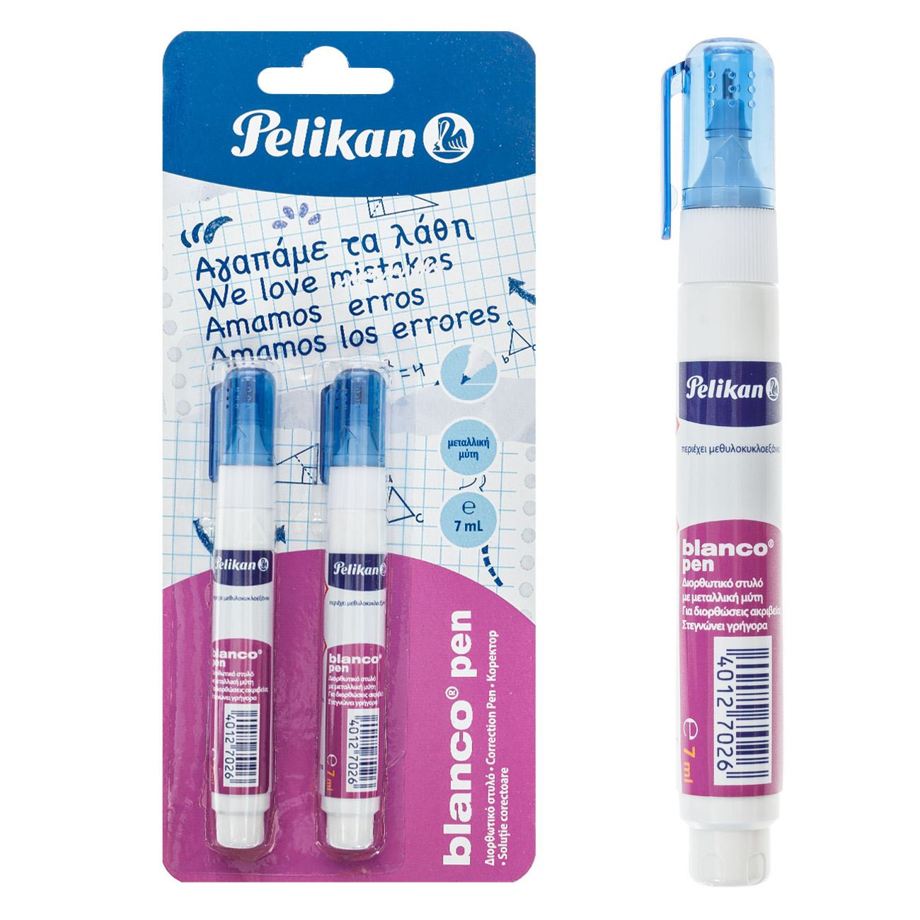 Set pix corector, pelikan, capacitate 7 ml, alb, 2 bucati