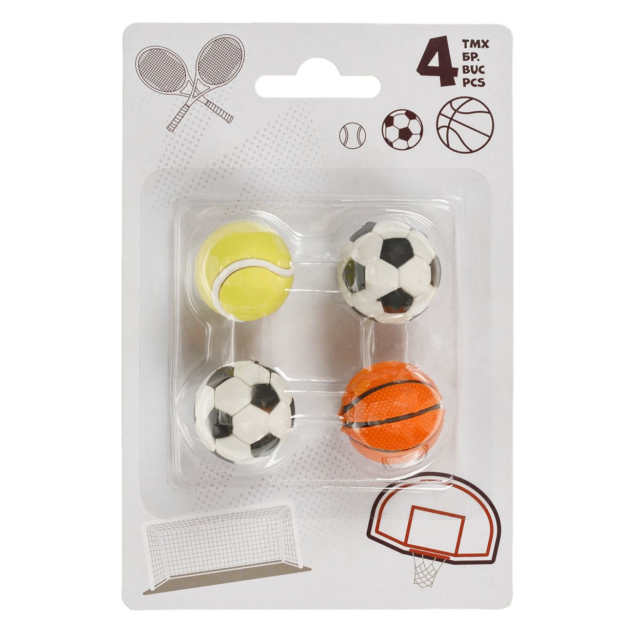 Set radiere 3d, model minge, diametru 2.5cm, multicolor, 4 bucati