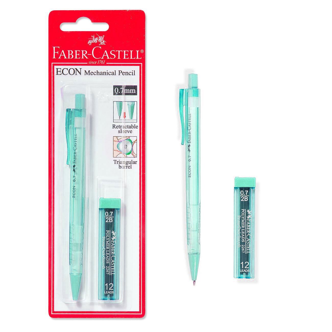 Set creion mecanic, faber-castell, econ, 0.7mm, turcoaz, 2 bucati