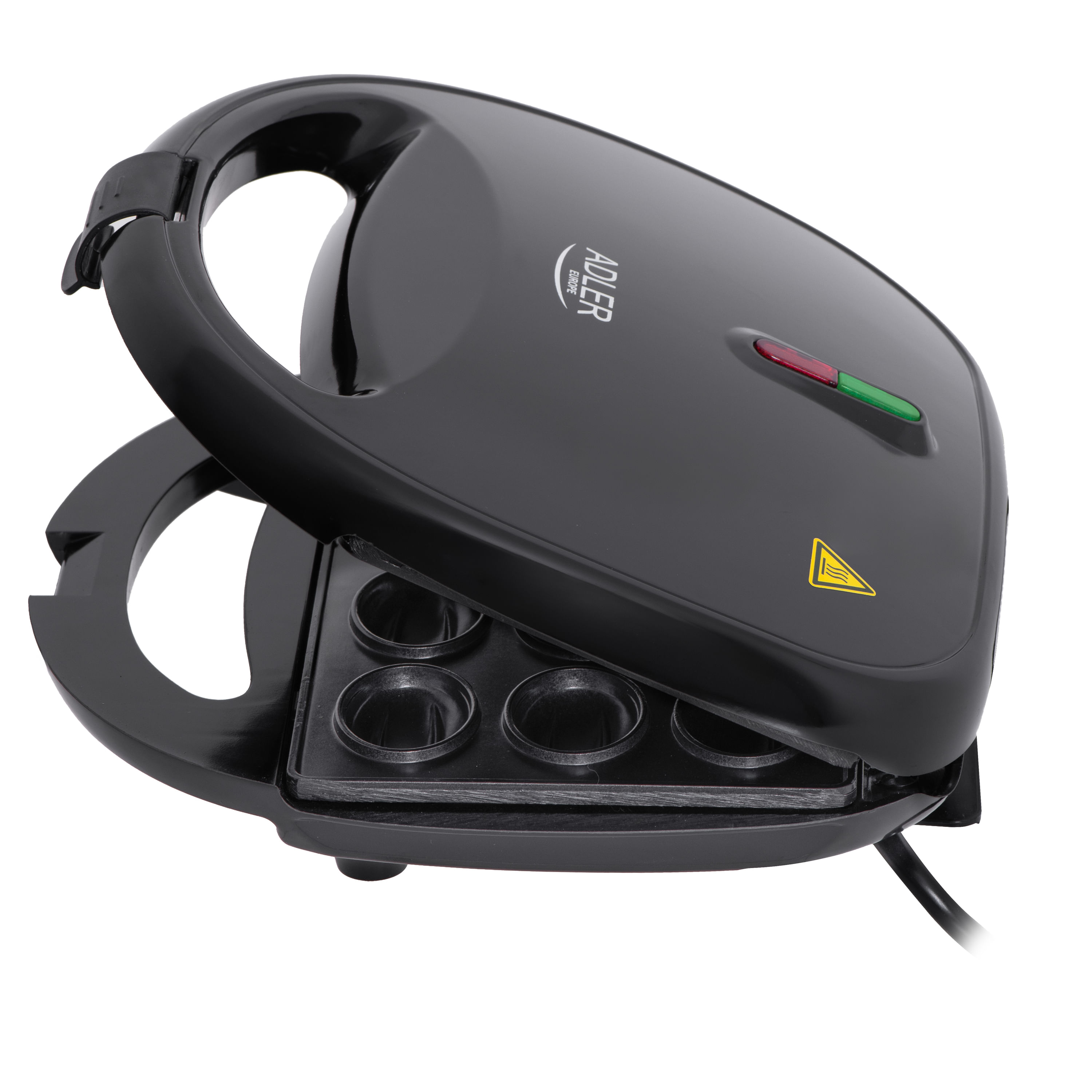 Aparat pentru copt forme coji de nuci, 12 forme, 1200W, Negru, indicator luminos, Placi Neaderente, Adler AD3071 - 4 | YEO
