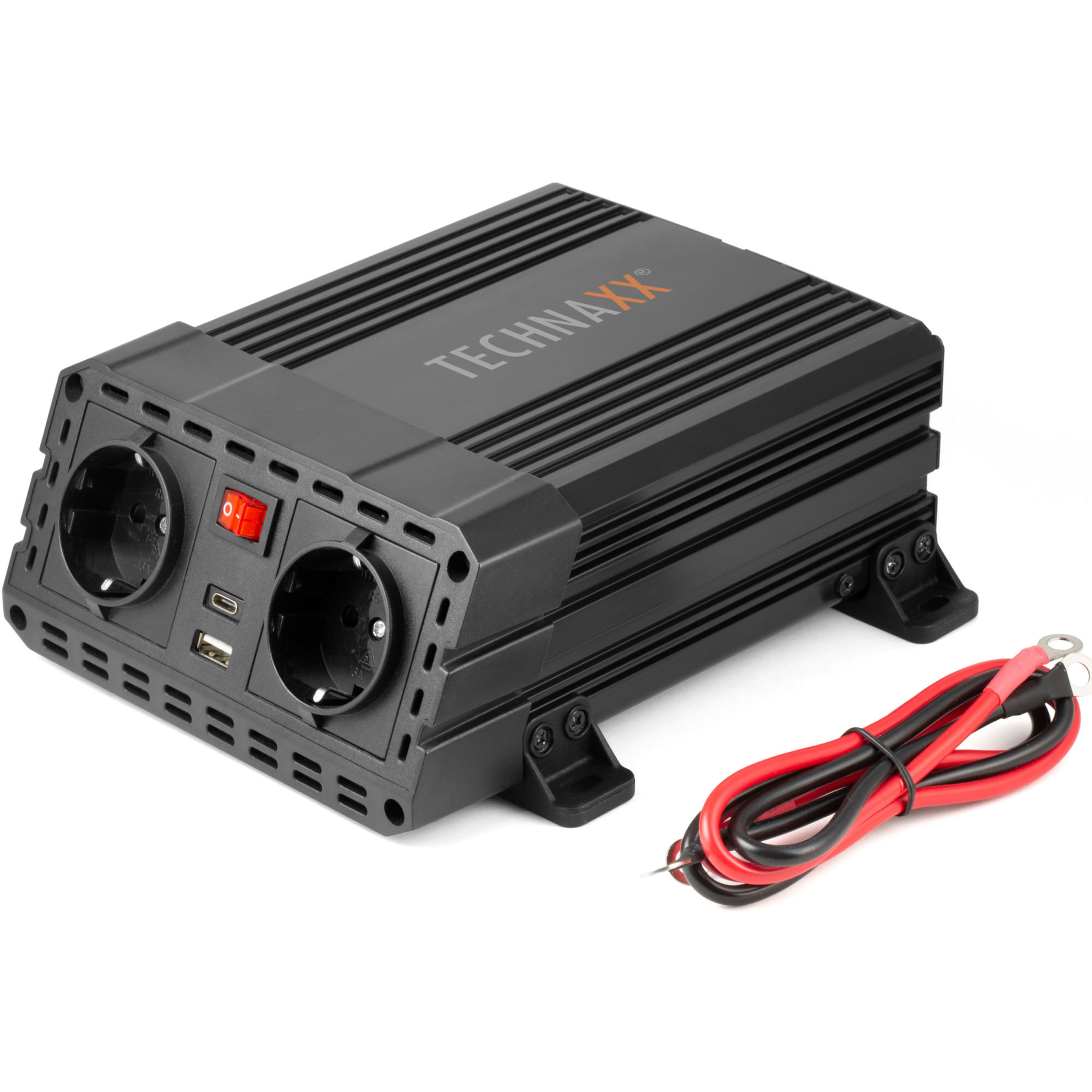Invertor de tensiune Technaxx TE19, 600W, alimentare 12V, iesire 230V, USB-A, USB-C, negru