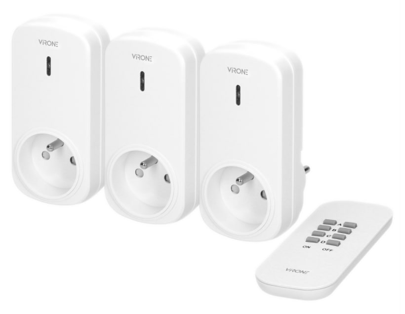 Set 3 prize wireless VIRONE RS-3(GS), 230V, 1000W, schuko, IP20, telecomanda, alb