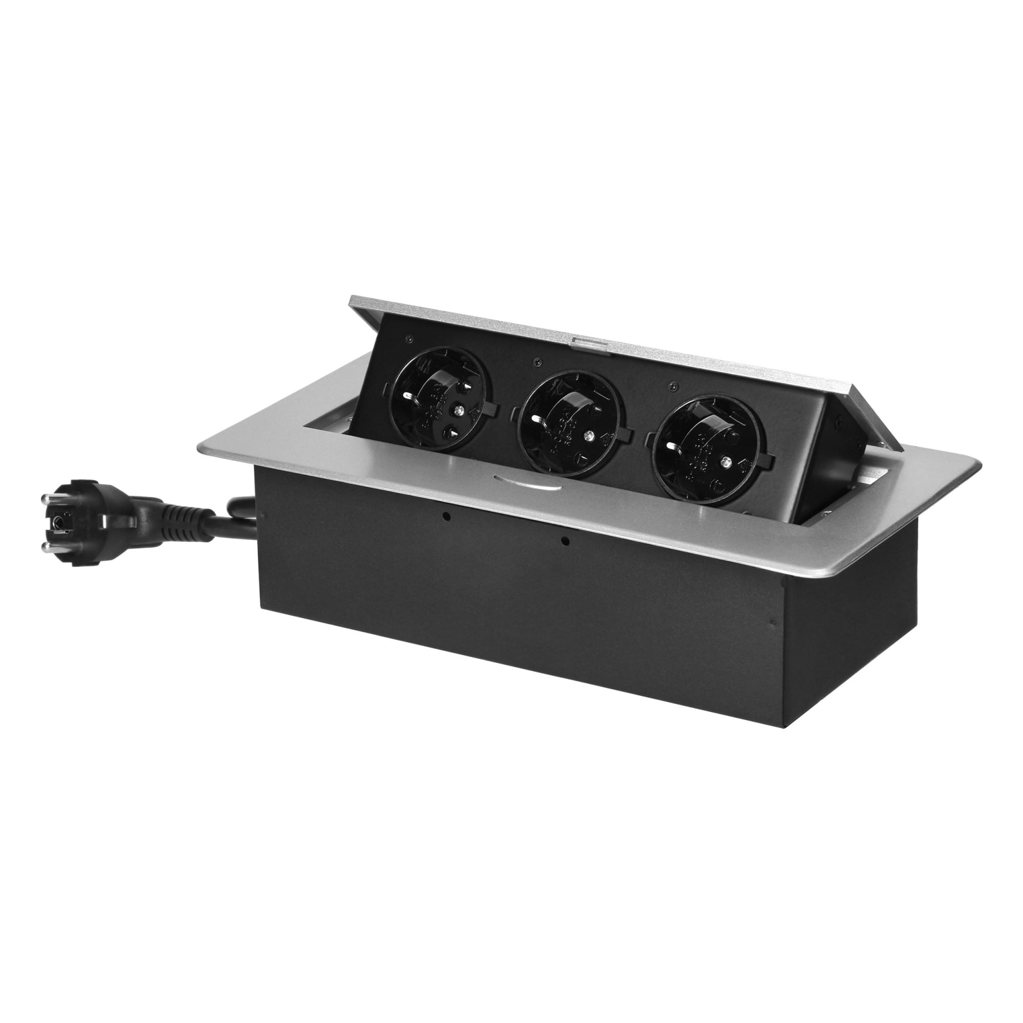 Priza incorporabila Schuko, ORNO, 1.5 m, Argintiu/Negru