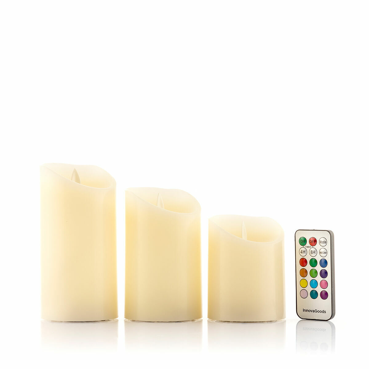 Lumanari LED multicolore cu efect de flacara cu telecomanda Lendles InnovaGoods 3 Unitati - 2 | YEO