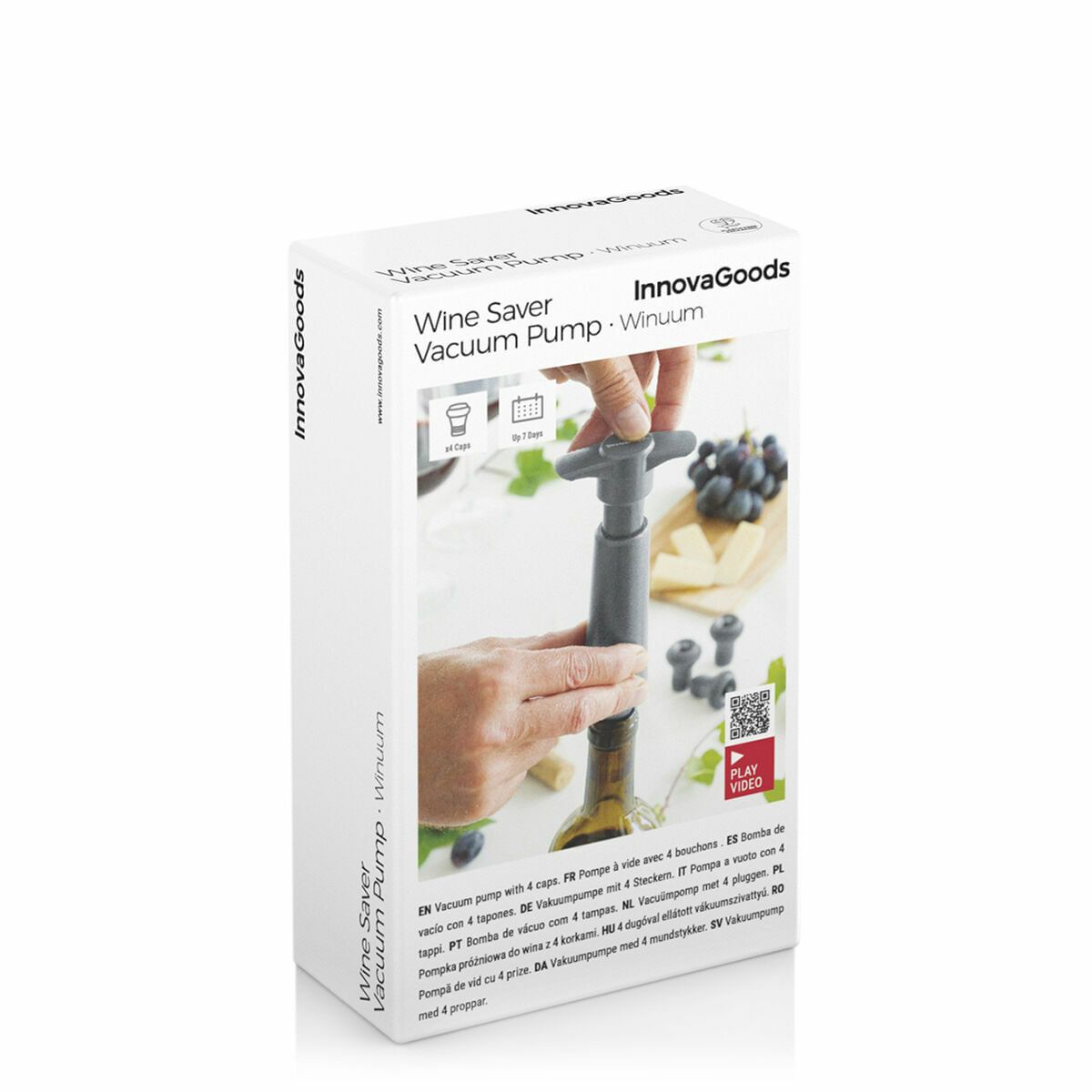 Pompa de vacuum si dopuri pentru vin Winuum InnovaGoods (4 capace) - 1 | YEO