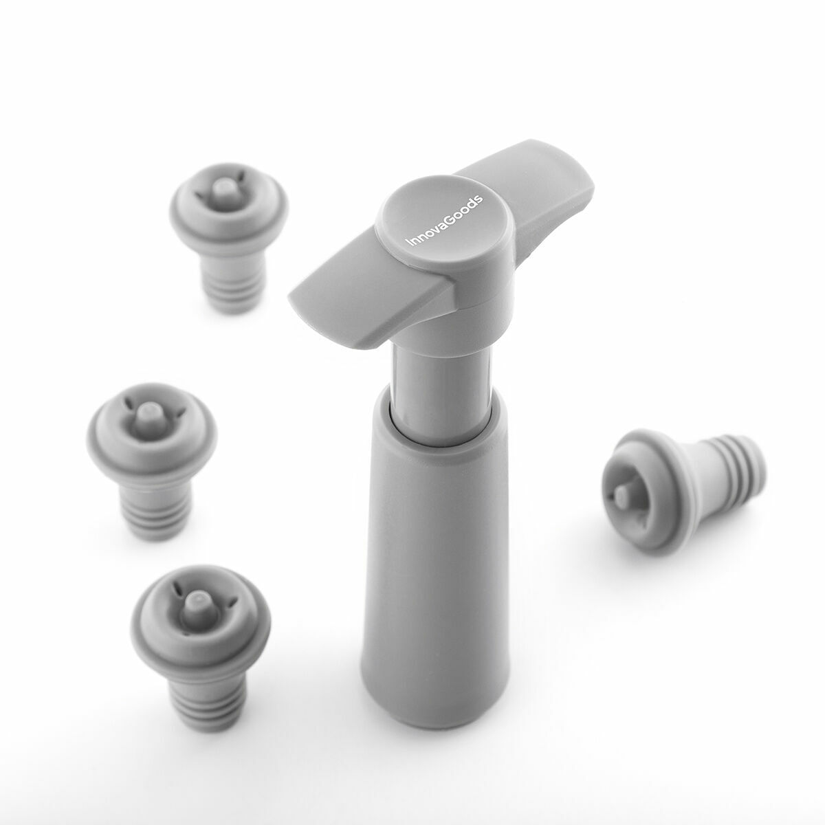 Pompa de vacuum si dopuri pentru vin Winuum InnovaGoods (4 capace) - 2 | YEO