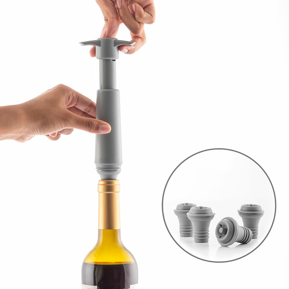 Pompa de vacuum si dopuri pentru vin Winuum InnovaGoods (4 capace) - 3 | YEO