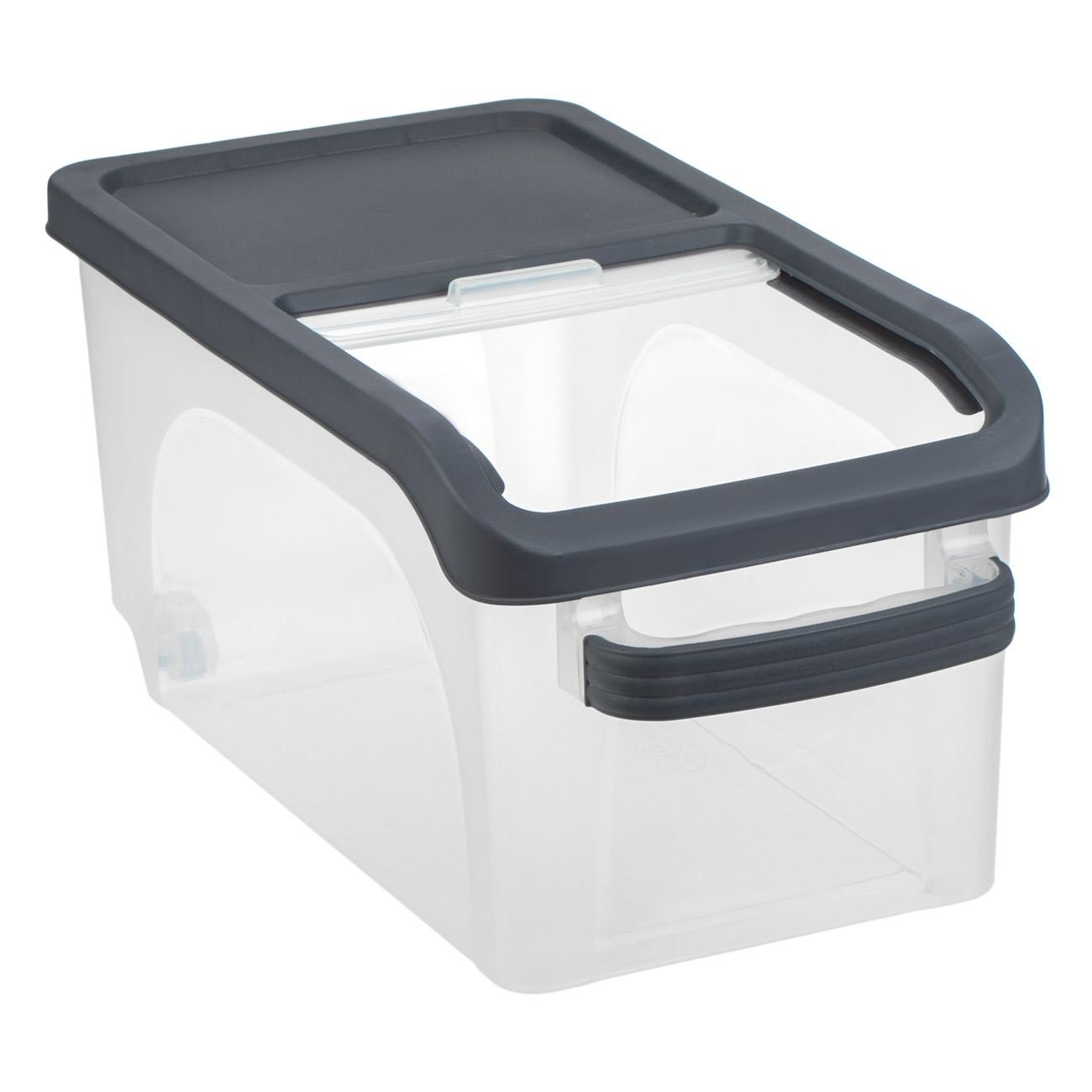 Cutie depozitare plastic, capac deschidere, capacitate 15l, culoare antracit, transparenta