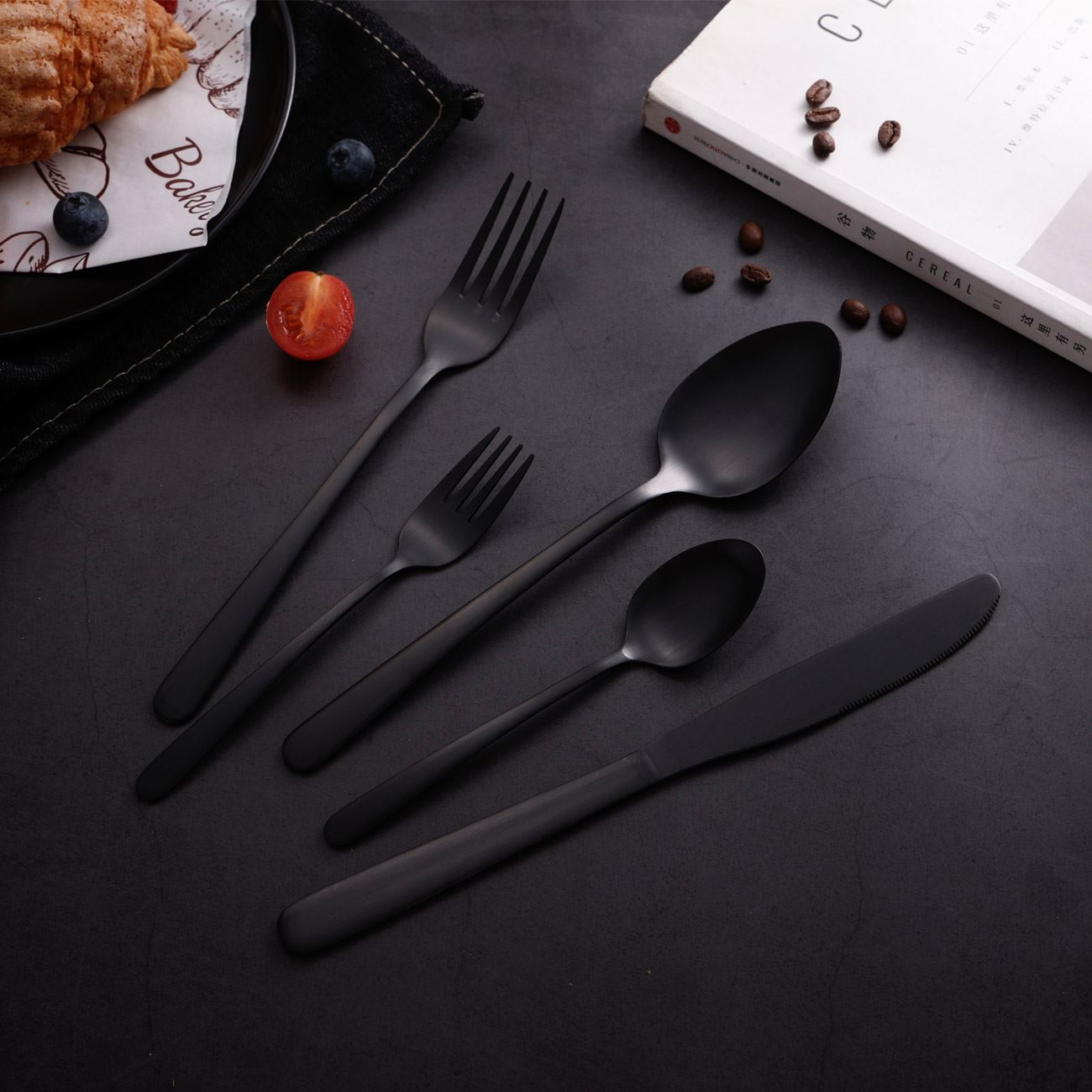 Set 2 cutite de masa, negru, otel inoxidabil, 23 cm — imaginea 2