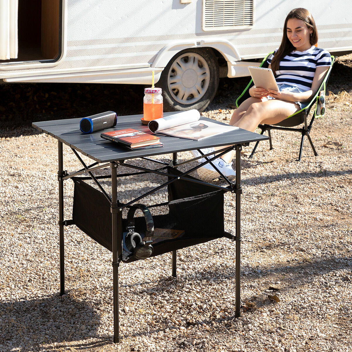 Masa de camping pliabila cu cos si capac Folble InnovaGoods