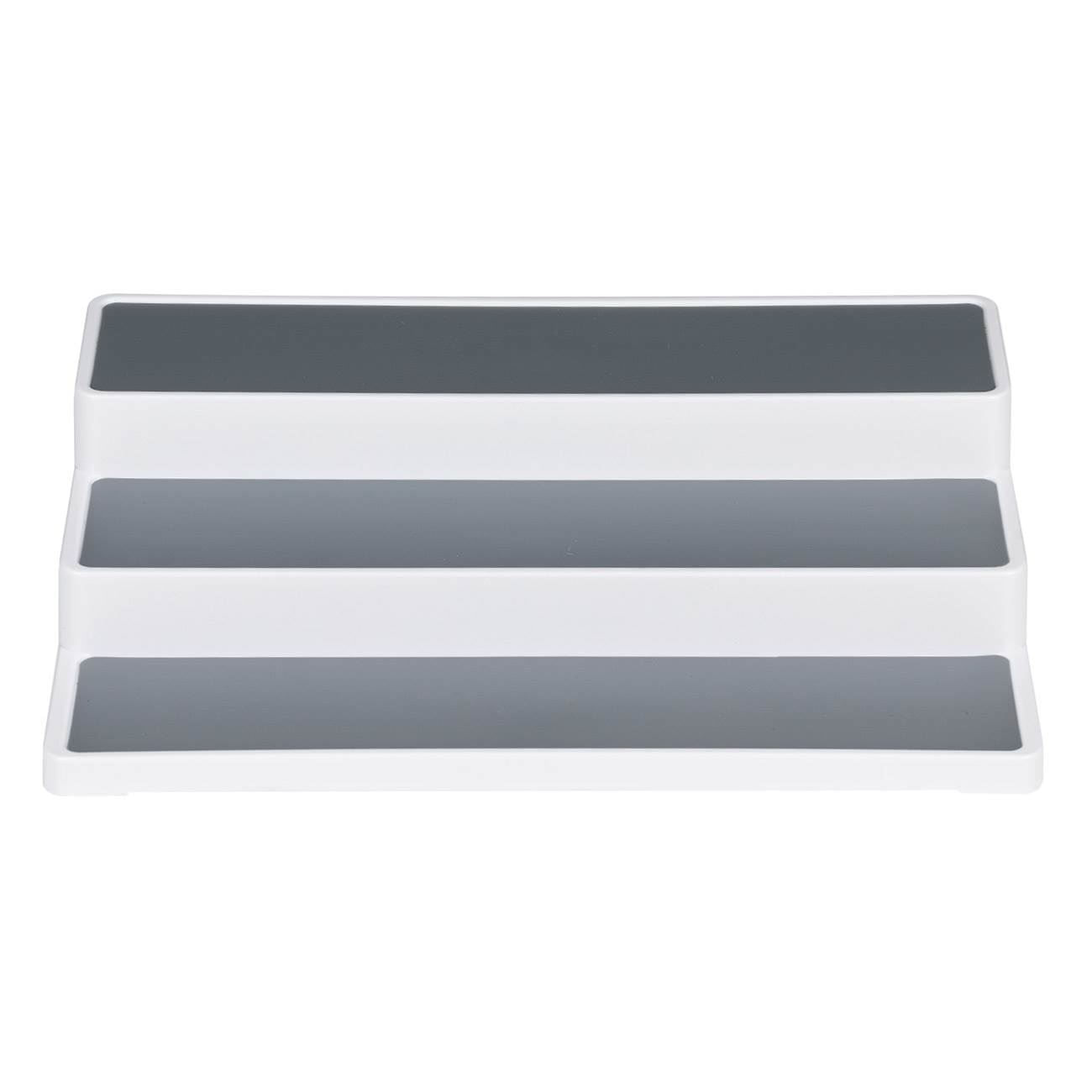 Raft condimente, 3 nivele, plastic, alb-gri, 36.5 x 24 x 8.5 cm — imaginea 3