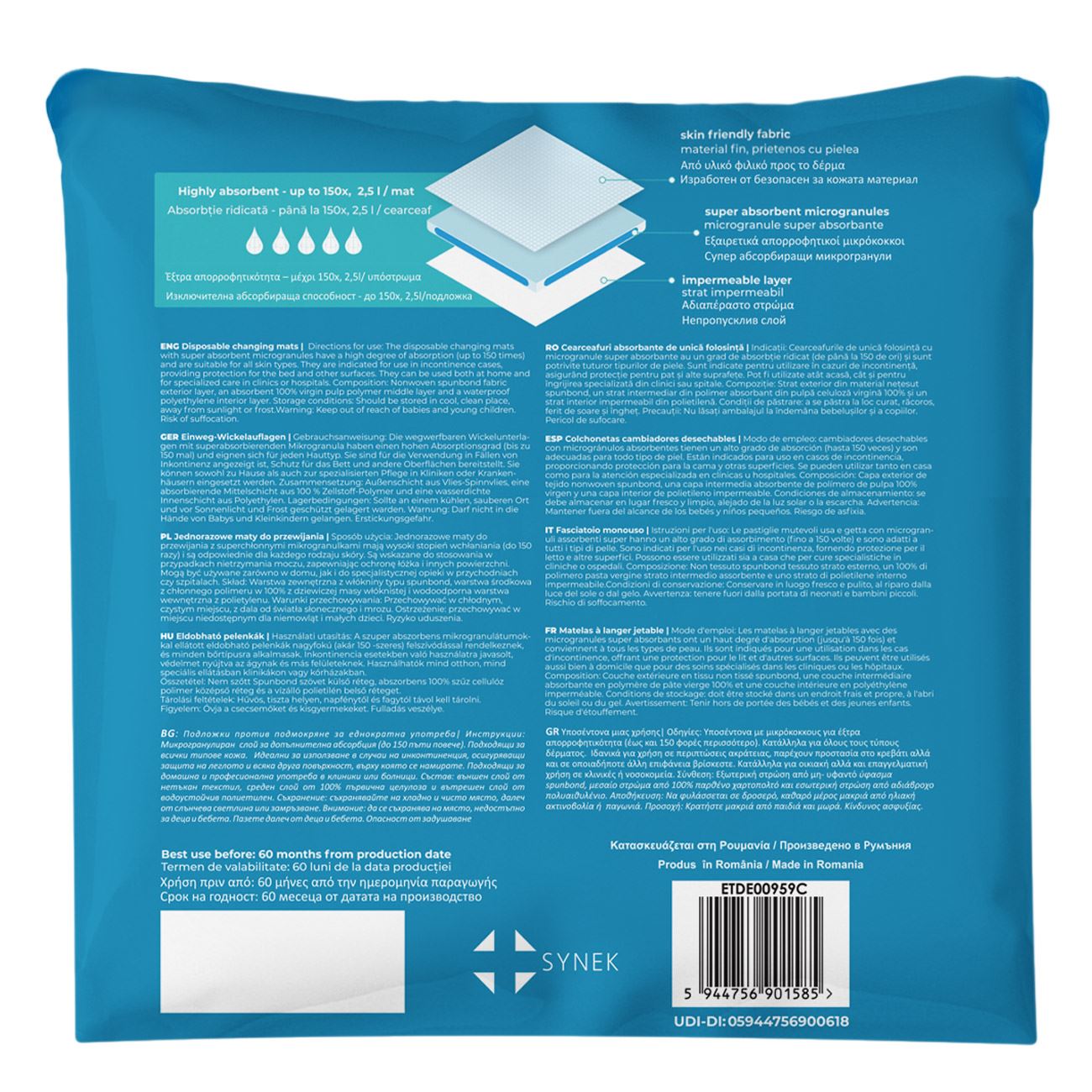Cearceafuri impermeabile de unica folosinta, absorbante, 60x 90cm, set 15 bucati