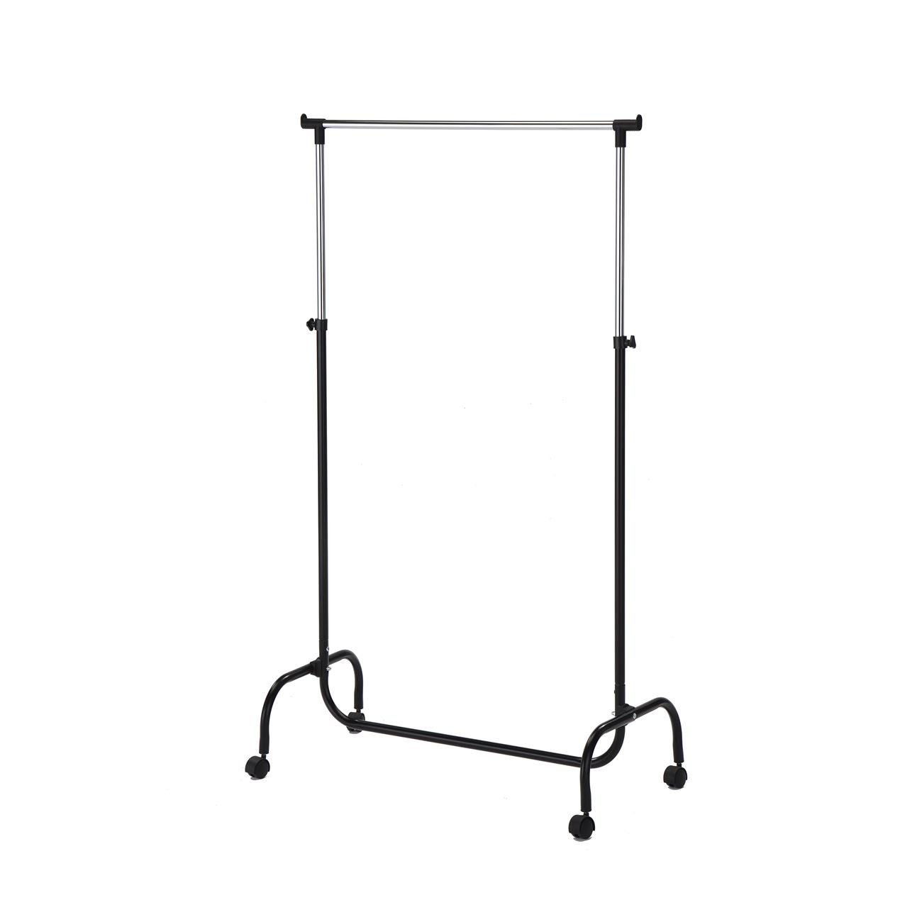 Cuier haine metalic, ajustabil, roti, negru, 82.5 x 43 x 170cm — imaginea 2