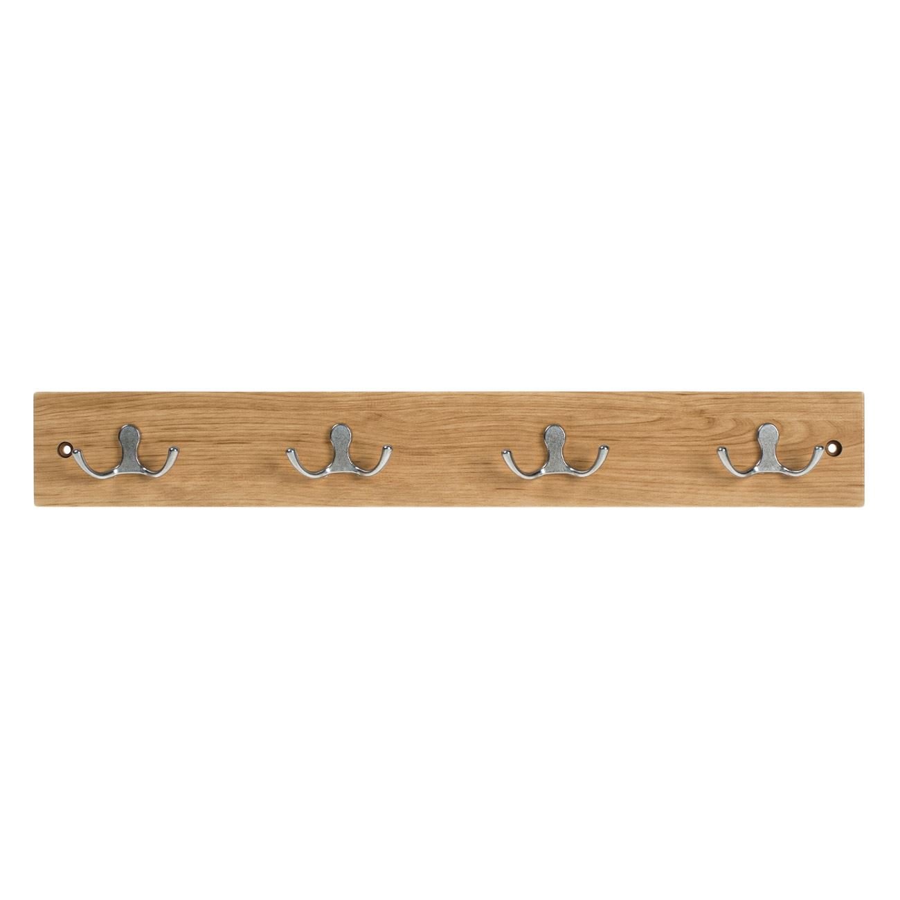 Cuier lemn, 4 carlige duble, 50x 1.2 x 7cm, maro — imaginea 2