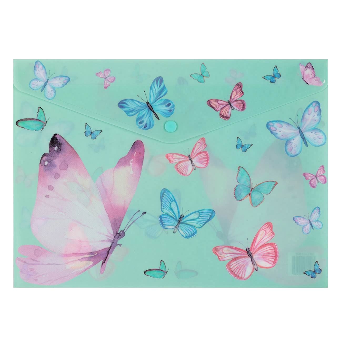 Mapa plastic fluturi, verde menta, 33 x 24 cm
