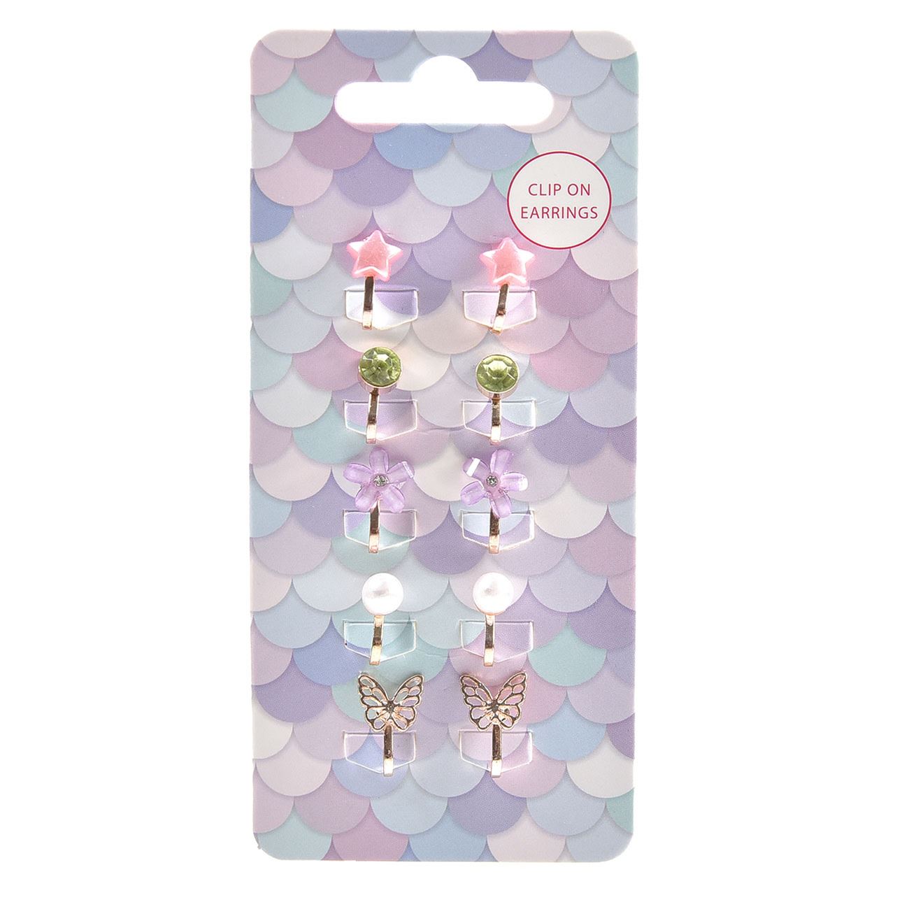 Cercei copii set 5 perechi, clip on, multicolor, metal