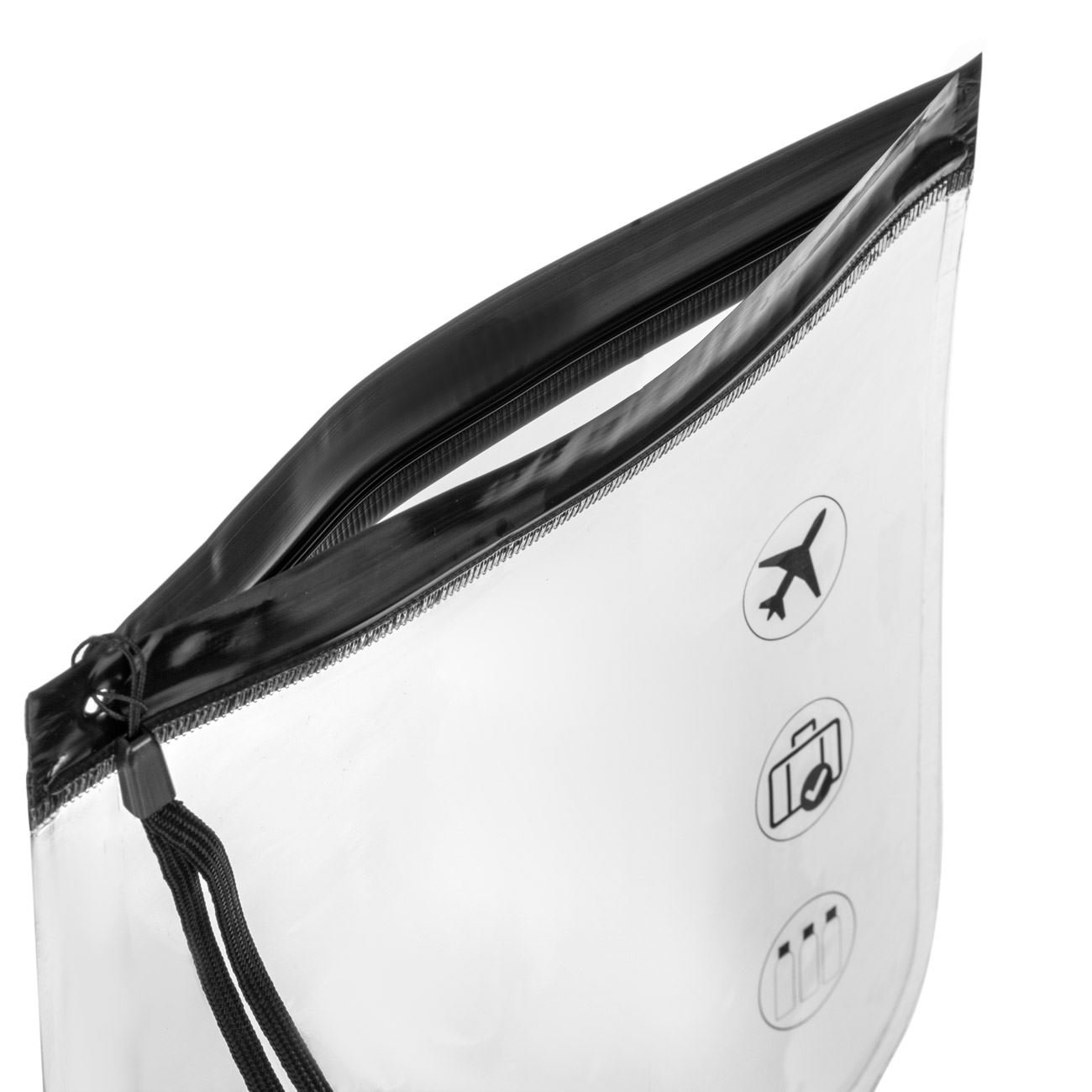 Set pungi travel cosmetice, 20x 20 cm, transparent, cu maner negru, 2 bucati