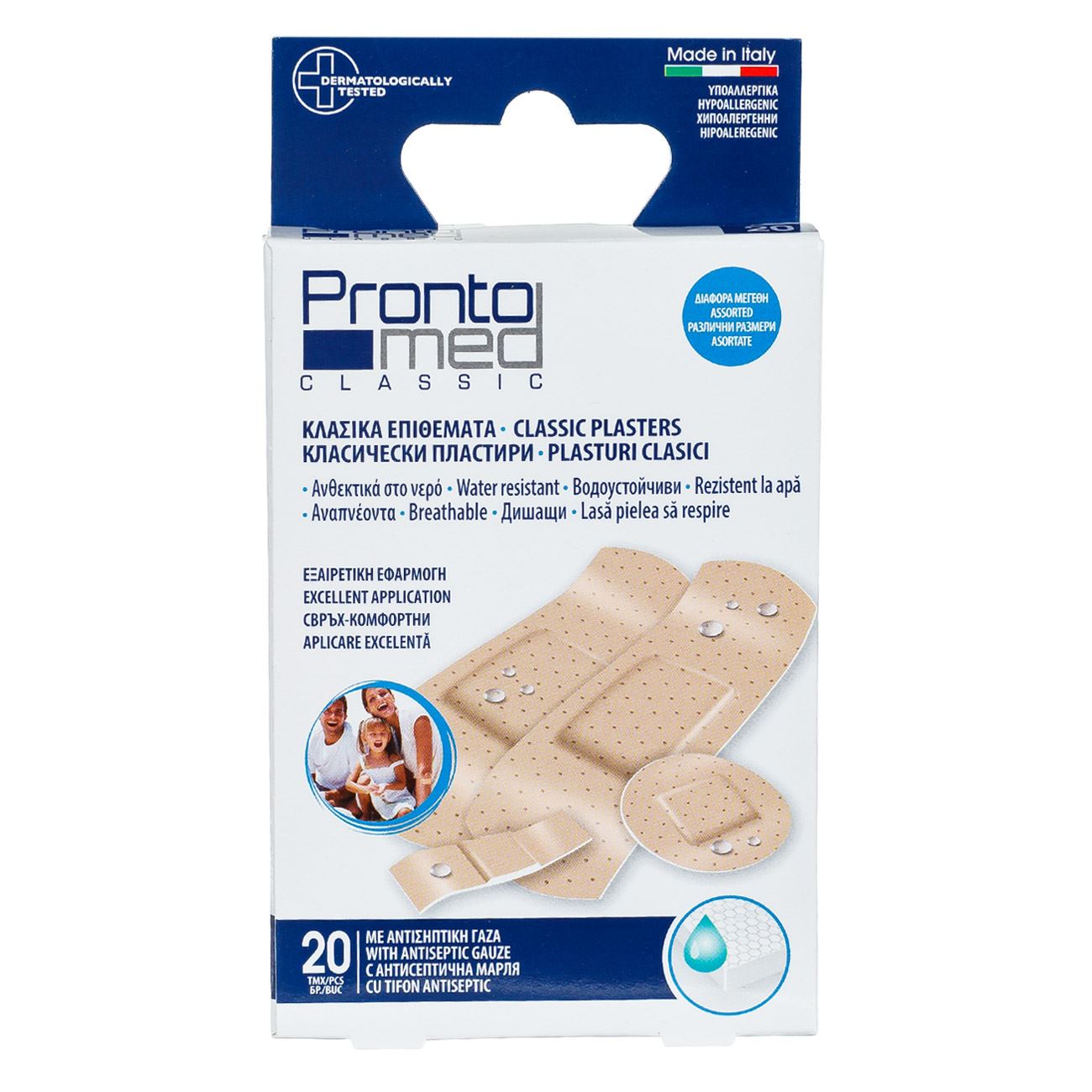 Plasturi clasici prontomed, antiseptic, dimensiuni diferite, set 20 bucati