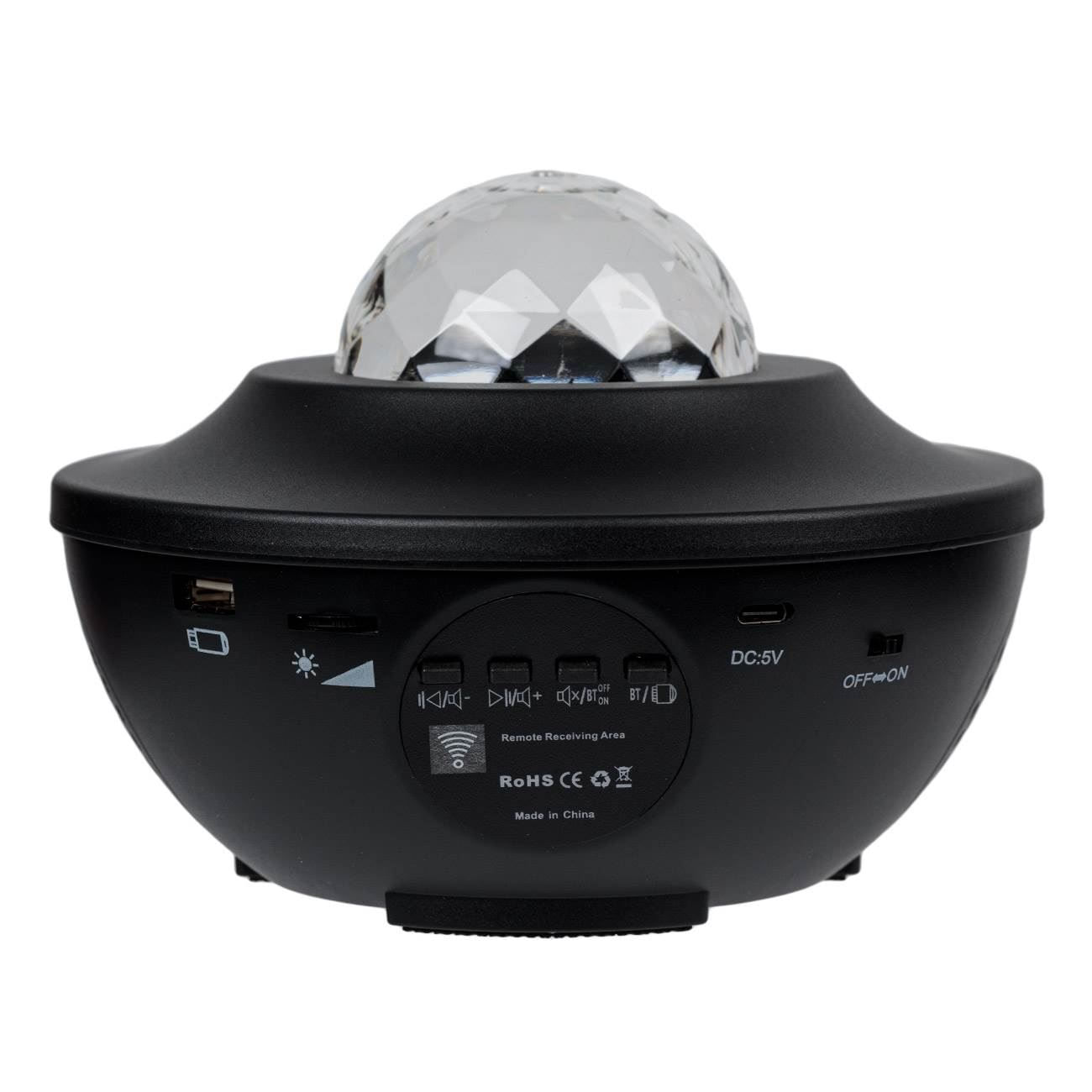 Proiector led camera, model cu telecomanda, functii luminozitate si redare muzica, negru