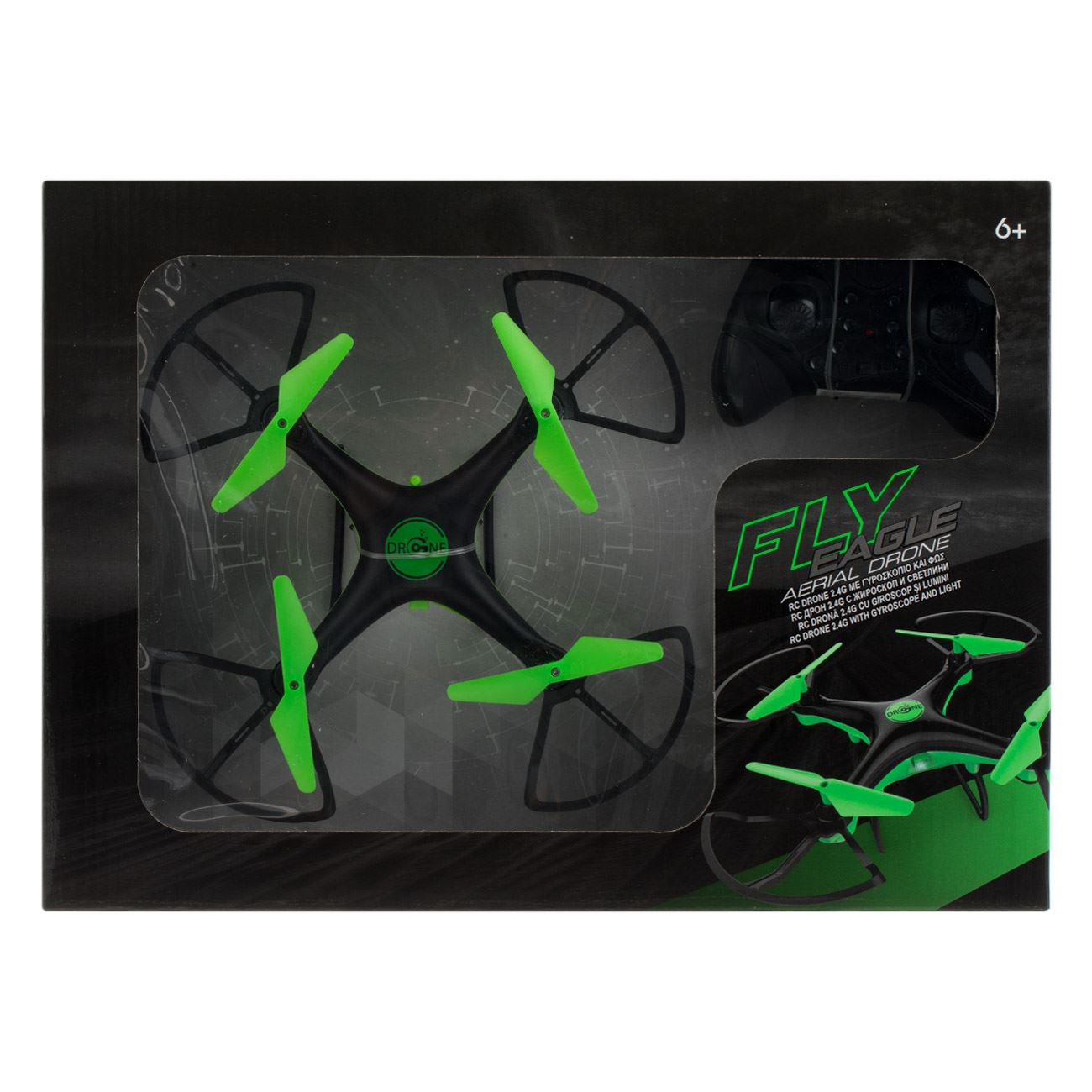 Drona cu telecomanda, dual color, tehnologie 2.4ghz, functie headless, rotire 360º, negru/verde lime, baterie inclusa