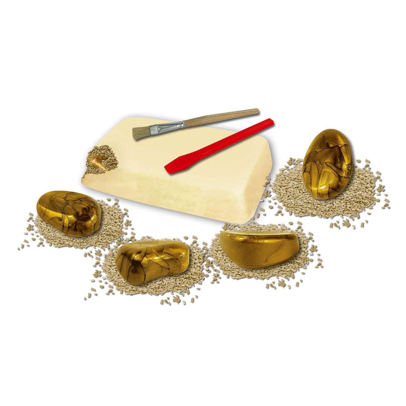 Set excavare, descopera aurul, kit sapat si periat, unelte incluse, multicolor