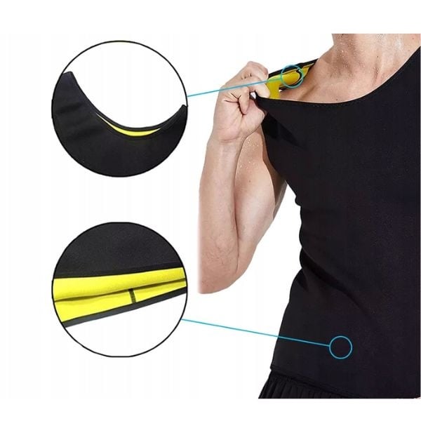 Maiou de slabit pentru barbati din neopren, L - XXXL, Calitate premium, Negru/Galben, L - 3 | YEO
