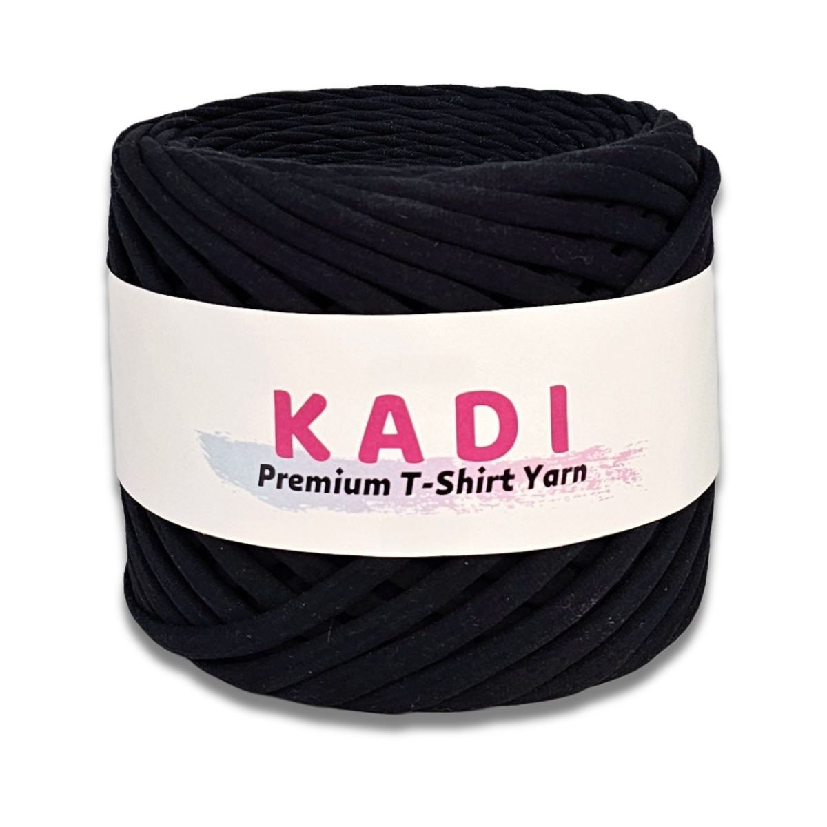 Fir panglica pentru crosetat tricotat si macrame, KaDi Small, 5-7 mm, 110 m, 100% bumbac, culoare Negru