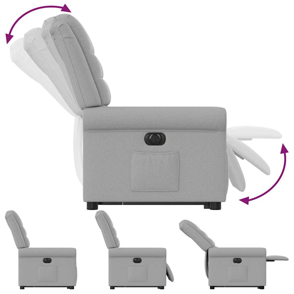 Fotoliu reclinabil electric, tesatura gri nor — imaginea 10