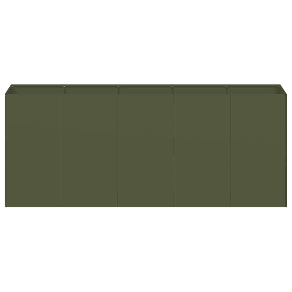 Jardiniera verde masline 200x40x80 cm otel laminat la rece — imaginea 4