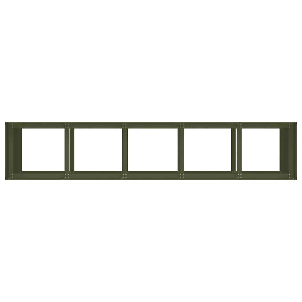 Jardiniera verde masline 200x40x80 cm otel laminat la rece — imaginea 5
