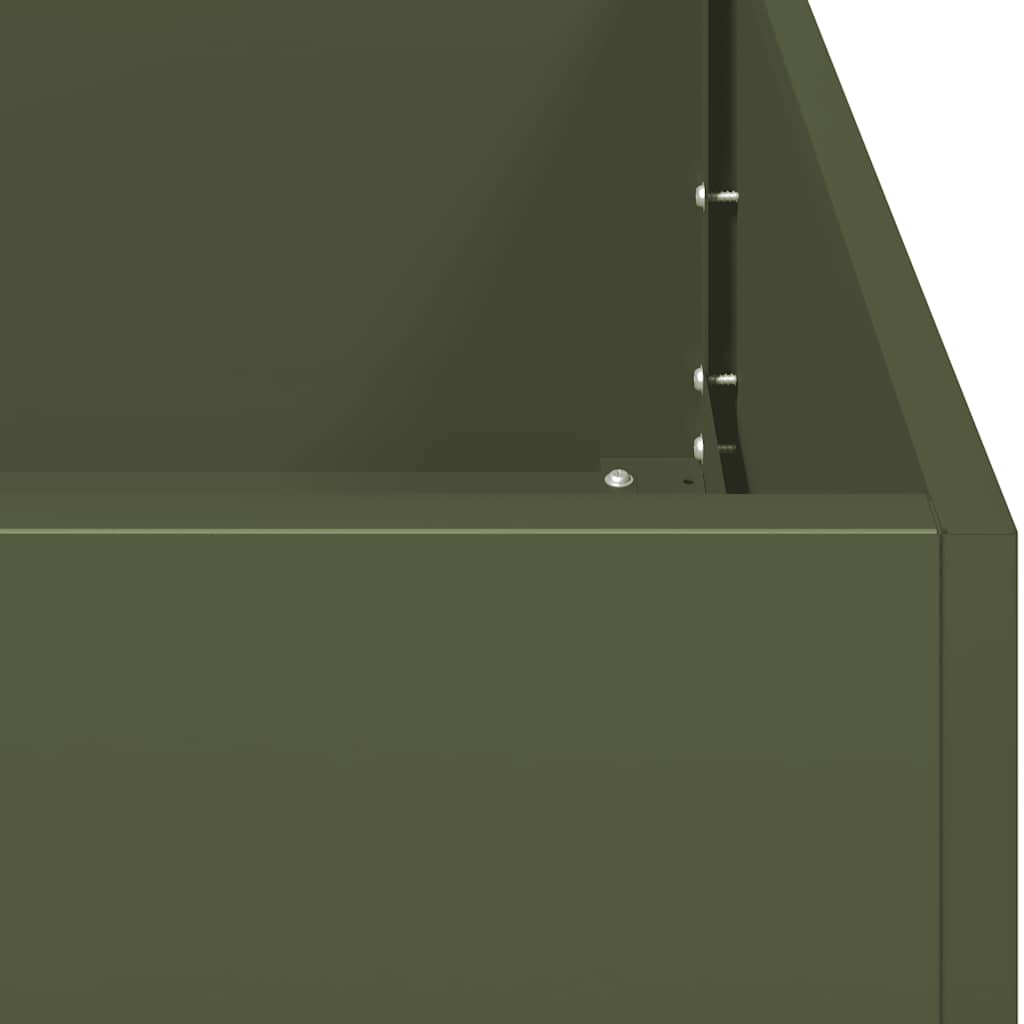 Jardiniera verde masline 200x40x80 cm otel laminat la rece — imaginea 7