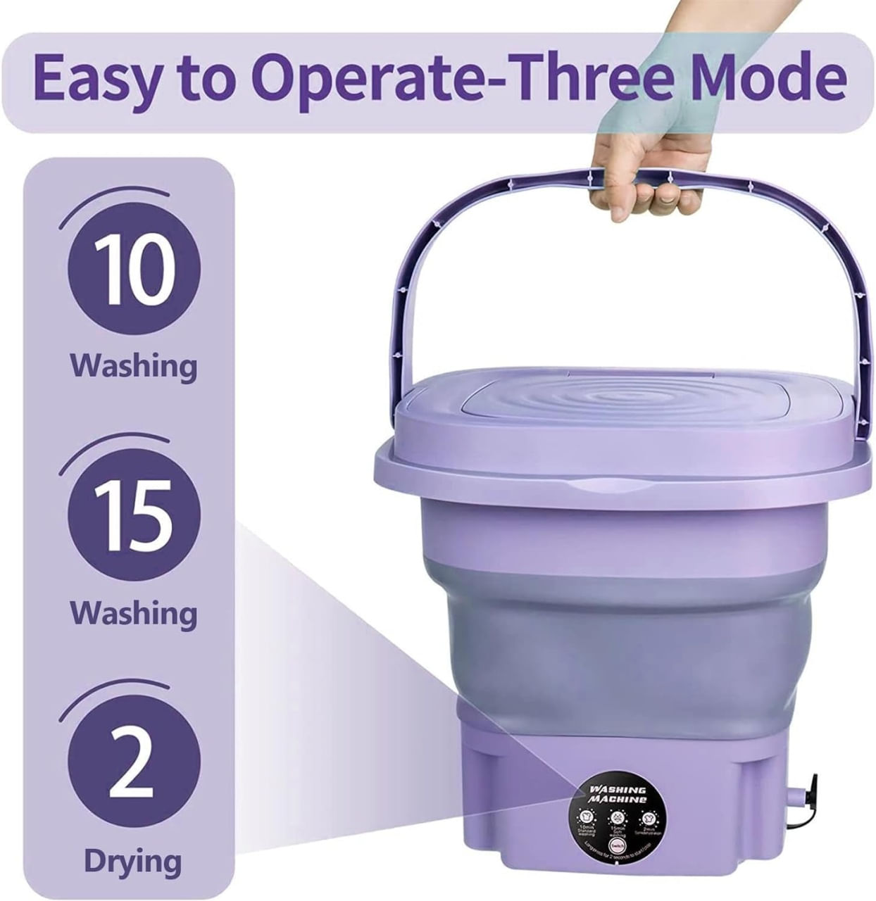 Mini masina de spalat, portabila si pliabila, 6.5l capacitate, cu 3 programe si functie de stoarcere si uscare - 4 | YEO