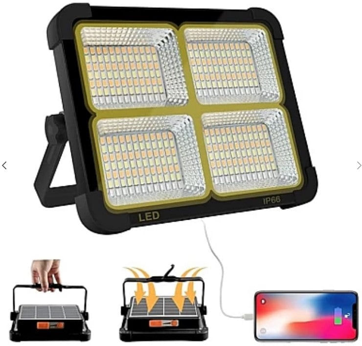 Proiector Patrat cu incarcare solara 336 Led 100W 16500mAh 10000 LM - imagine 3