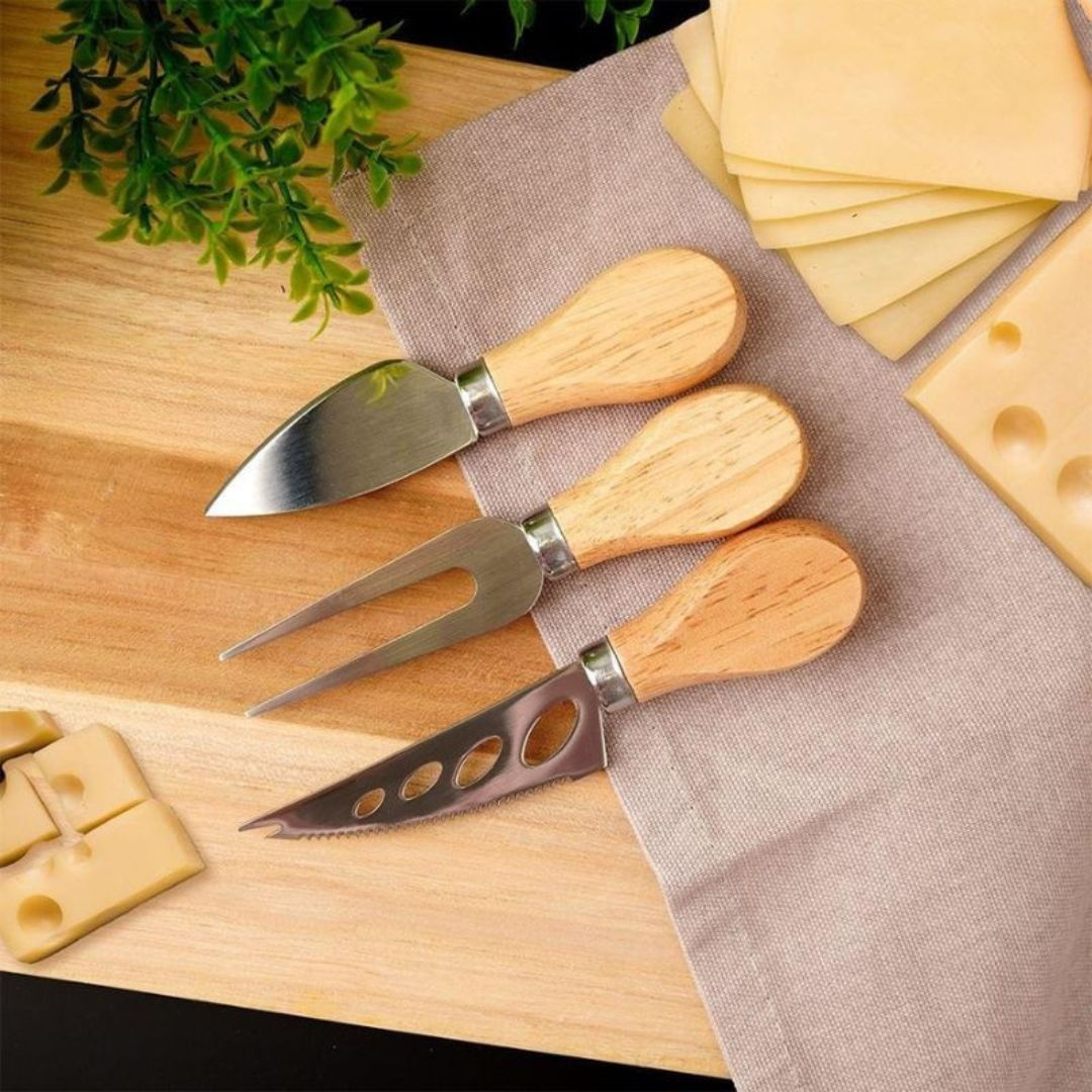 Set 3 cutite, pentru branza, cu maner din bambus, Excellent Houseware — imaginea 2