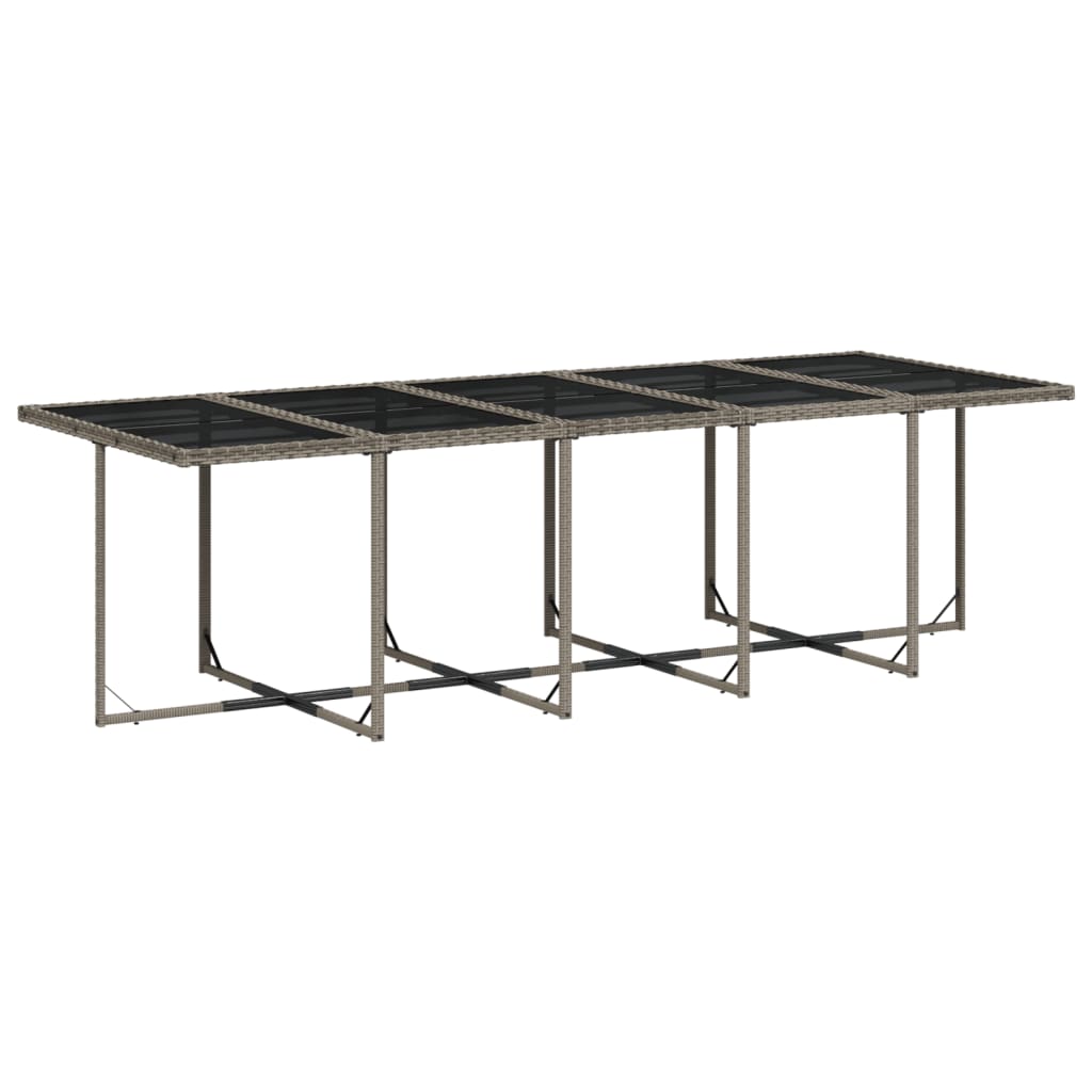 Set mobilier de gradina cu perne, 11 piese, gri, poliratan — imaginea 4