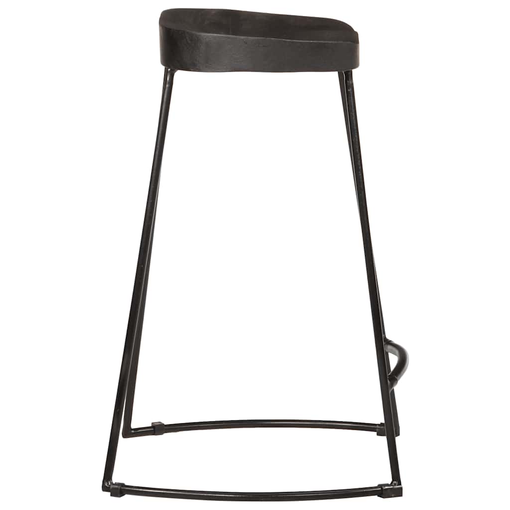 Scaune de bar 2 buc Negru 45x40x62 cm lemn masiv de mango — imaginea 3