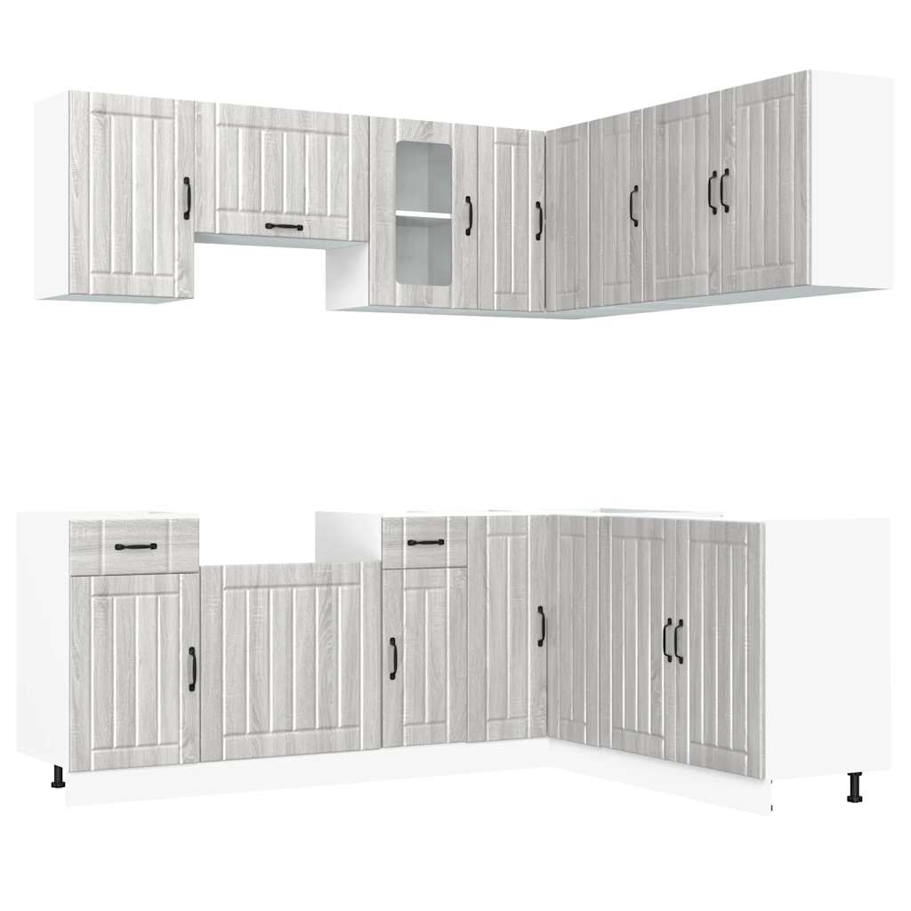 Set de dulapuri de bucatarie 11 piese „Lucca” lemn Sonoma gri