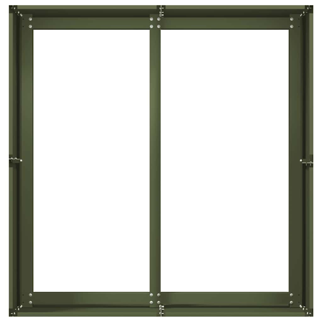Jardiniera verde masline 80x80x40 cm otel laminat la rece — imaginea 5