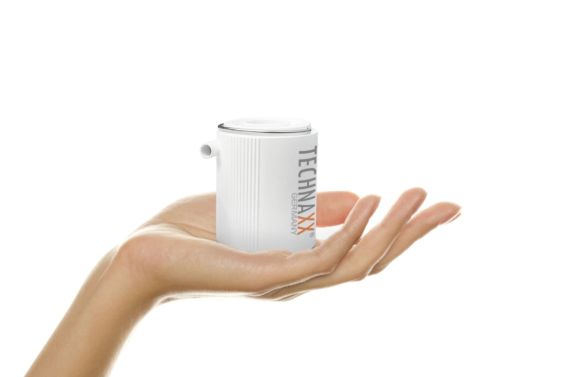 Pompa de aer electrica mini Technaxx TX-261, 13.5W, portabila, baterie 1360 mAh, incarcare USB-C, alb